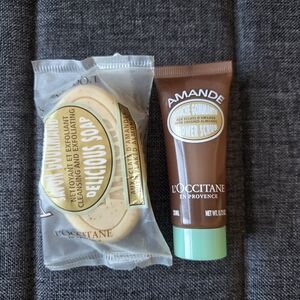 L'OCCITANE Almond Cleansing And Exfoliating Soap 50g and Shower Scrub 20ml Duo